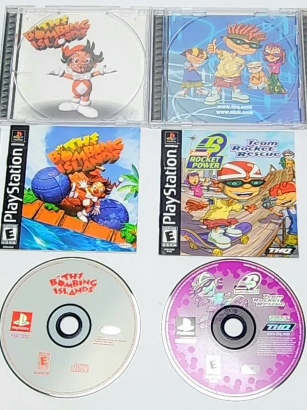 PlayStation PS1 Game Lot Bundle 4x Bombing Islands Team Rocket Rescue Moto Racer